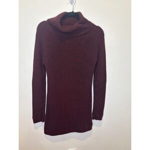 MLTATM Burgundy‎ Cowl Neck Chunky Knit Sweater Dress Tunic Size M